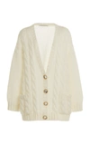 ALESSANDRA RICH BUTTON-DETAILED OVERSIZED MOHAIR-WOOL CARDIGAN,822229