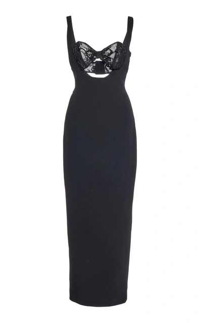 Alessandra Rich Women's Sequined Bra-inset Cady Midi Dress In Black