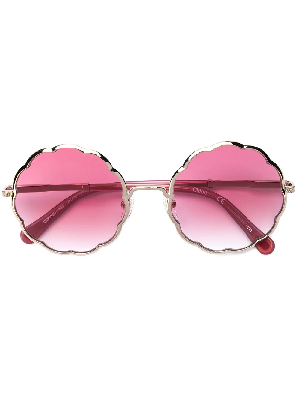 ChloÉ Kids' Scalloped Round Sunglasses In Metallic | ModeSens