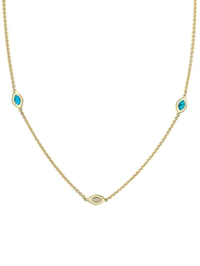 Andy Lif 18kt Gold Diamond Cats Eye Necklace In Ylwgold