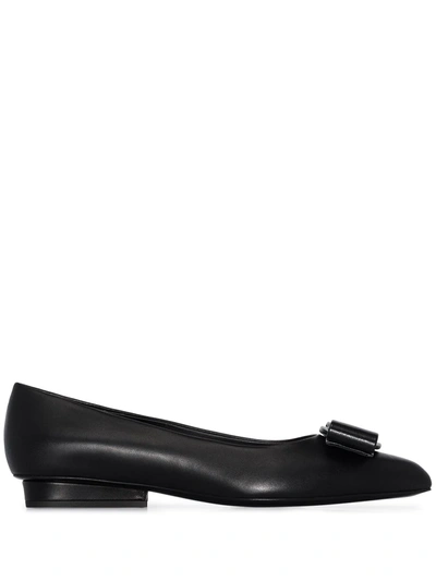 Ferragamo Viva Bow Ballerina Flats In Black