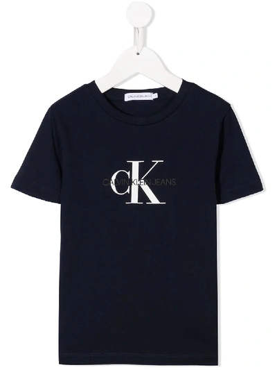 Calvin Klein Kids' Logo Print T-shirt In Blue