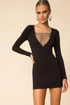 Superdown Maris Deep V Mini Dress In Black