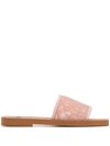 CHLOÉ WOODY LACE SLIDERS