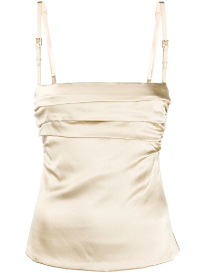 Dolce & Gabbana Pleat Detail Square Neck Top In Gold