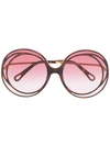 CHLOÉ CARLINA OVERSIZED ROUND SUNGLASSES