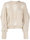 STELLA MCCARTNEY DISTRESSED-EFFECT CABLE-KNIT JUMPER
