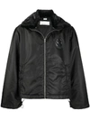 Random Identities Wide Collar Padded Jacket In Black