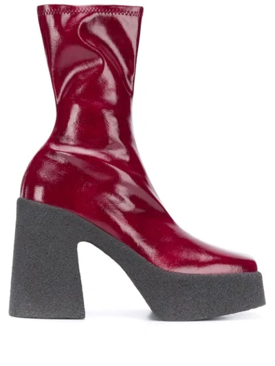 Stella Mccartney Square-toe Platform Boots In Red