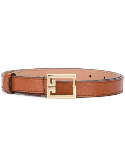 Givenchy Calfskin Leather Belt W/ Double-g Logo Buckle In Brown