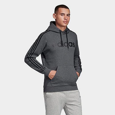 Adidas Originals Adidas Men's Essentials 3-stripes Fleece Logo Hoodie In Grey