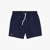 Lacoste Logo-patch Drawstring Swim Shorts In Navy Blue,black