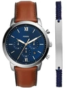 FOSSIL FOSSIL NEUTRA CHRONO MAN WRIST WATCH BLUE SIZE - STAINLESS STEEL, SOFT LEATHER