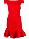 ALEXANDER MCQUEEN OFF-SHOULDER KNITTED DRESS