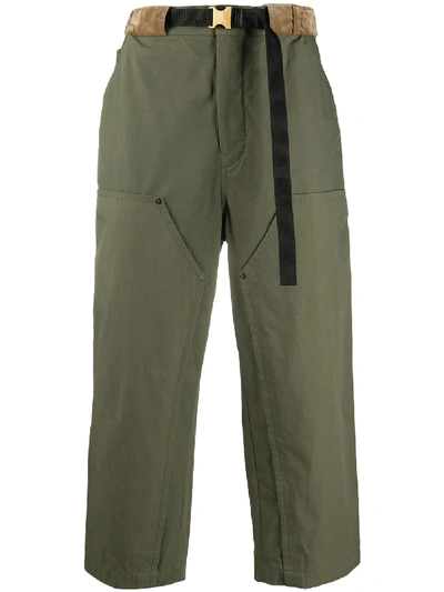 Sacai Cropped Utility Trousers In Green