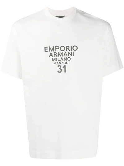 Emporio Armani Black Logo Print T-shirt In White