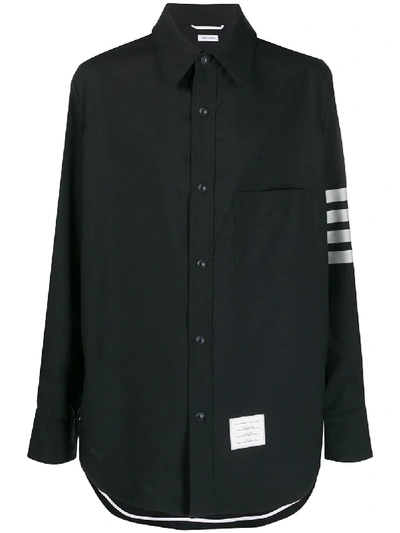 Thom Browne 4-bar Sleeve Shirt In Blue