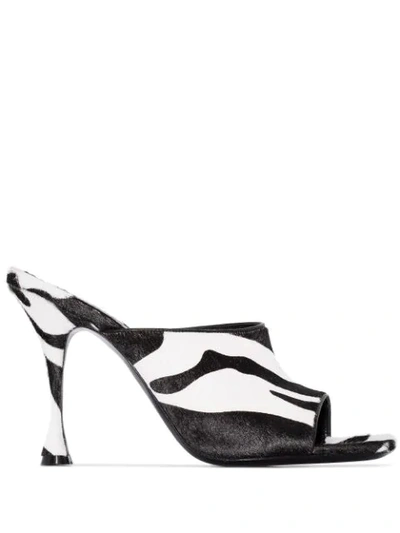 Magda Butrym And White Estonia 100 Zebra Print Mules In Black