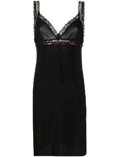 Pre-owned Dolce & Gabbana 1990s Lace-trim Dress In Black