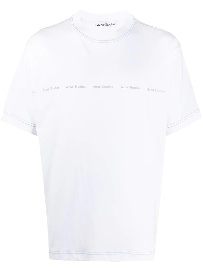 Acne Studios White Cotton T-shirt With Face Logo Patch