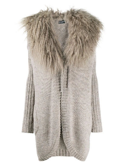 Dolce & Gabbana Contrast Collar Knitted Cardigan In Neutrals