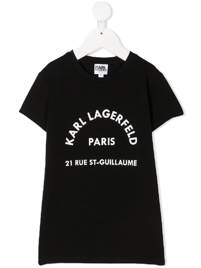 Karl Lagerfeld Teen Rue St-guillaume Print T-shirt In Black