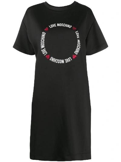 Love Moschino Women's Circle Logo T-shirt Dress In Black