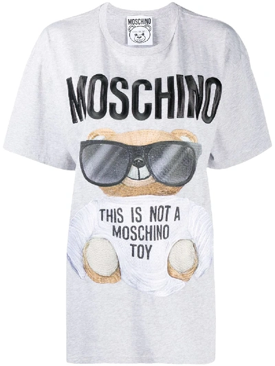 Moschino Embroidered Teddy Bear T-shirt In Grey