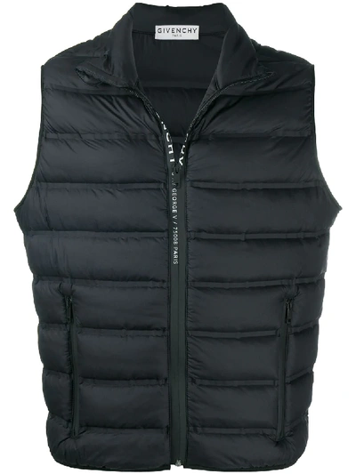 Givenchy Black Logo-trimmed Quilted Shell Gilet