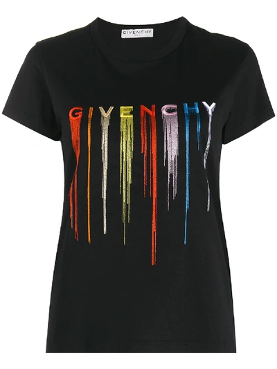 Givenchy Embroidered Logo Cotton T-shirt In Black
