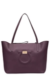 Ferragamo City Quilted Gancio Leather Tote In Stormy Sky