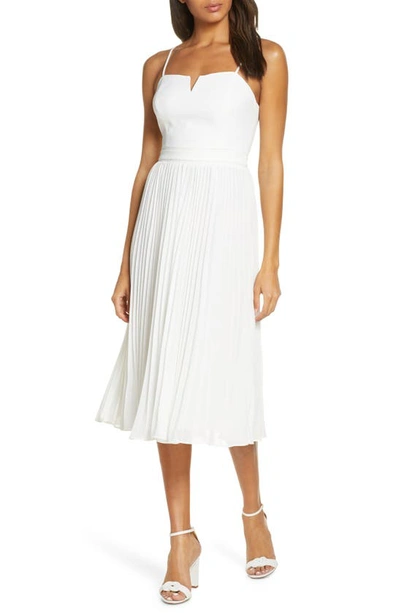 Adelyn Rae Charli Pleated Midi Dress In White