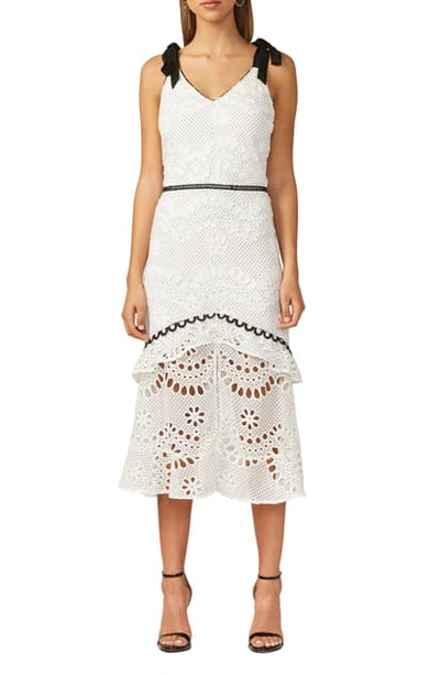 Adelyn Rae May Embroidered Midi Sundress In White-black