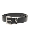 SAINT LAURENT MONOGRAM WOMAN BELT IN SMOOTH BLACK LEATHER WITH SQUARE BUCKLE,11433771
