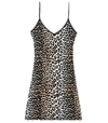 GANNI Rayon Slip Dress in Leopard