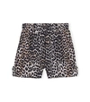 GANNI Cotton Silk Shorts in Leopard