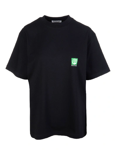 Balenciaga Black Woman Oversized T-shirt With Green  Logo