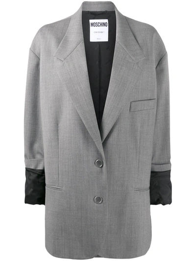 Moschino 超大款单排扣西装夹克 In Grey