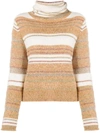 SEE BY CHLOÉ TURTLE NECK STRIPED KNIT JUMPER