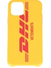Vetements Yellow Dhl Edition Logo Iphone 11 Pro Case In Yellow