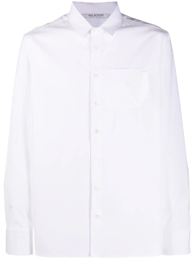 Neil Barrett Logo-tab Long-sleeve Shirt In White