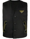 PRADA TRIANGLE LOGO PATCH DETAIL WAISTCOAT