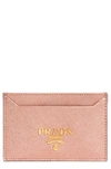 Prada Saffiano Leather Card Case In Quarzo Mordore