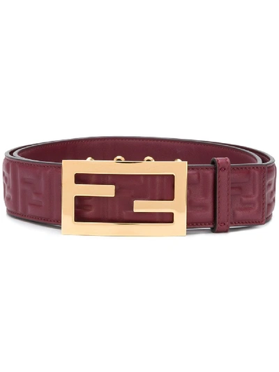 Fendi Embossed Logo Monogram Buckle Belt In Red