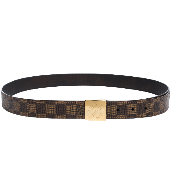 Pre-Owned Louis Vuitton Damier Ebene Canvas Logo Buckle Belt 100cm In Brown | ModeSens