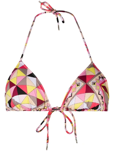 Emilio Pucci Bes Geometric Print Triangle Bikini Top In Pink