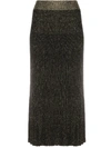 BALMAIN METALLIC-KNIT MIDI SKIRT