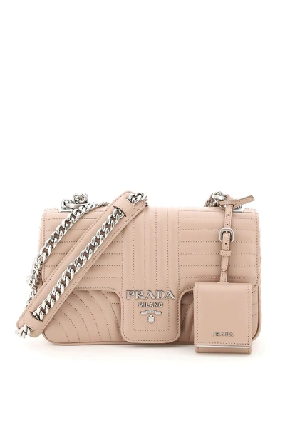 Prada Leather Diagramme Bag In Pink,beige