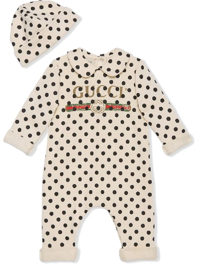 Gucci Babies' Polka-dot Print Two-piece Set In White