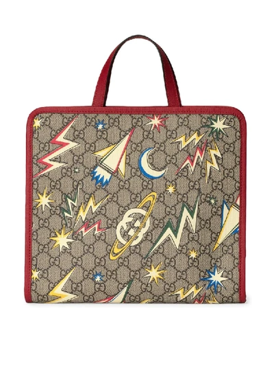 Gucci Kids' Gg Space-print Tote Bag In Neutrals